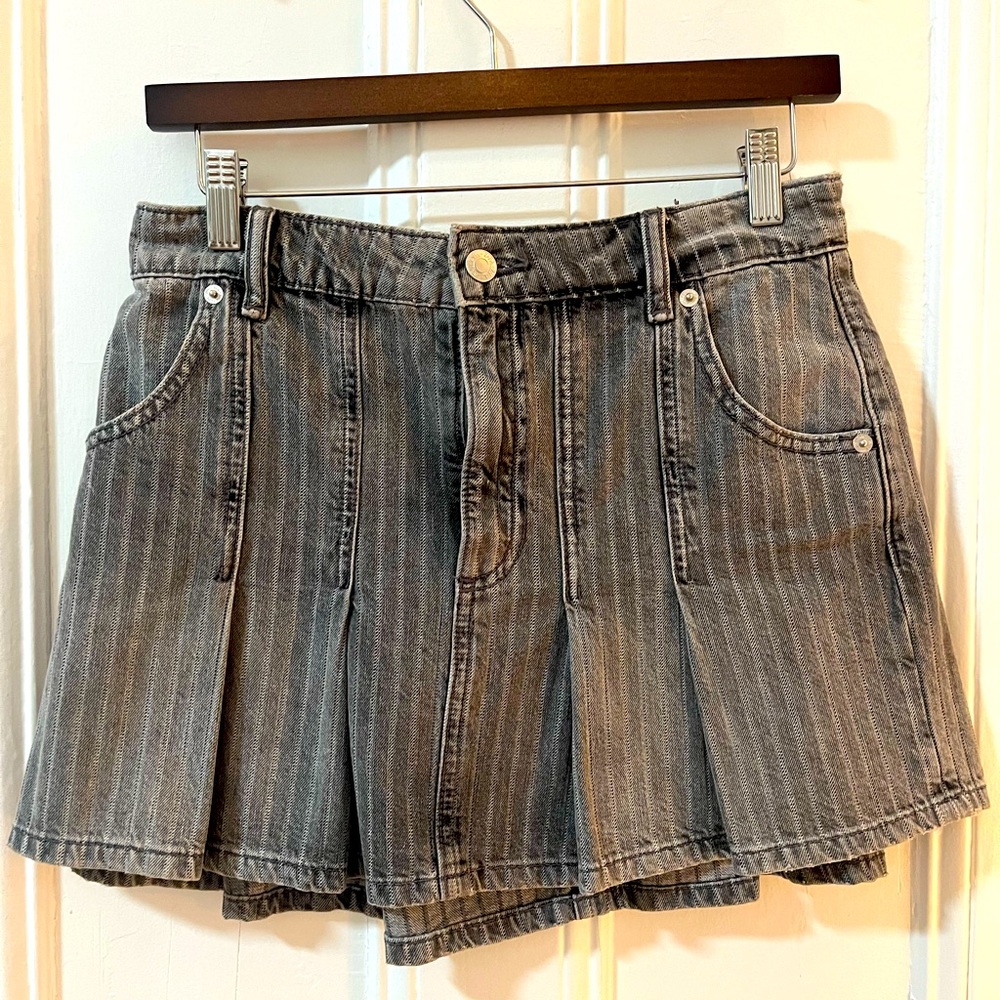 Zara pleated grey denim mini skirt low waist 2000s Y2K NWOT
